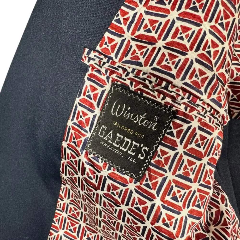 Vintage Men's Winston Tailors for Gaede's Navy Blue 2 Button Sport Coat- Size 44
